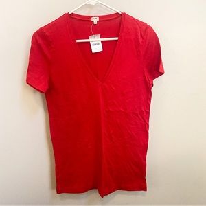 J.Crew Factory Cherry Red V-neck Short Sleeve Tee T-shirt Size M NWT